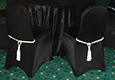 Chair Covers, Sashes, Tie Backs, Cord Tassels, Napkins, Accessories, Velvet Table Cloths